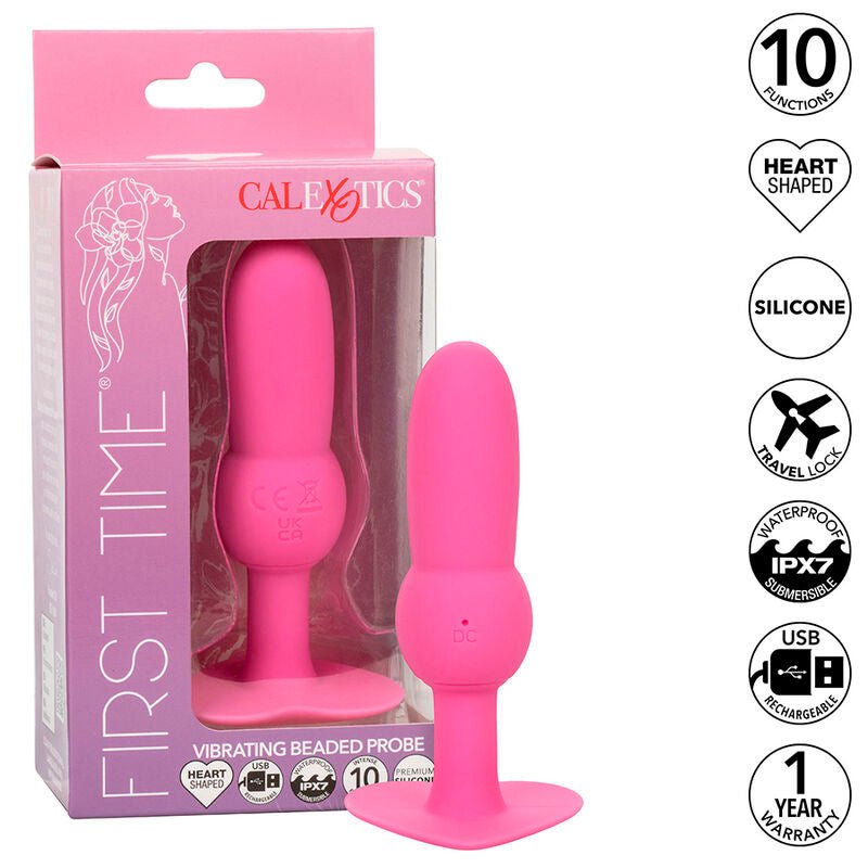 CALEXOTICS - FIRST TIME ANAL PLUG BEADED PROBE 10 VIBRATIONS PINK - Kink&Play