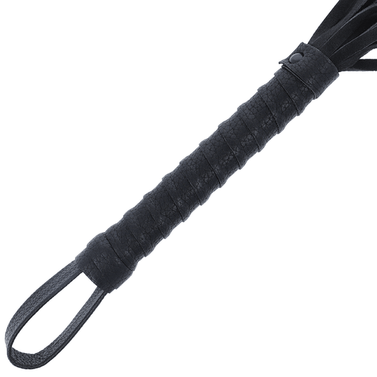 DARKNESS - BLACK BONDAGE WHIP WITH LEATHER HANDLE - Kink&Play