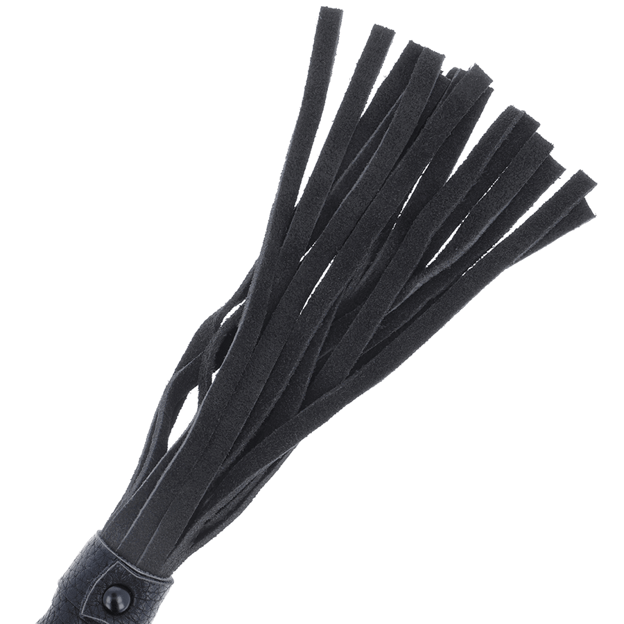 DARKNESS - BLACK BONDAGE WHIP WITH LEATHER HANDLE - Kink&Play