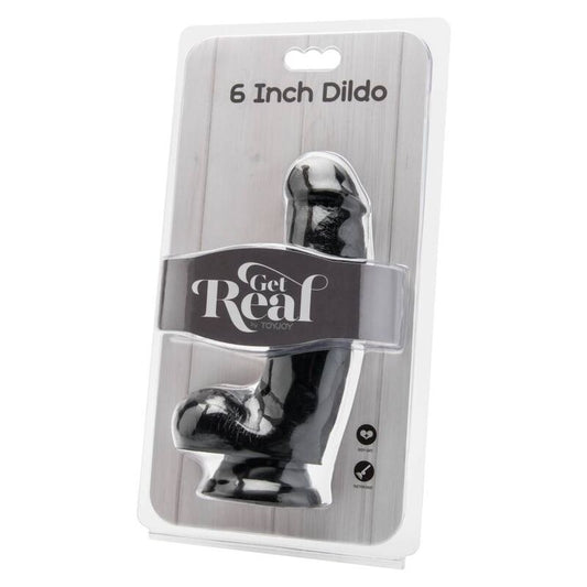 GET REAL - DILDO 12 CM WITH BALLS BLACK - Kink&Play