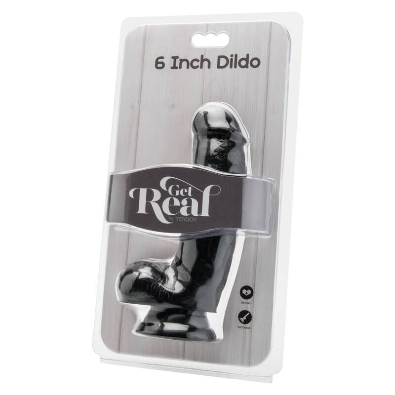 GET REAL - DILDO 12 CM WITH BALLS BLACK - Kink&Play