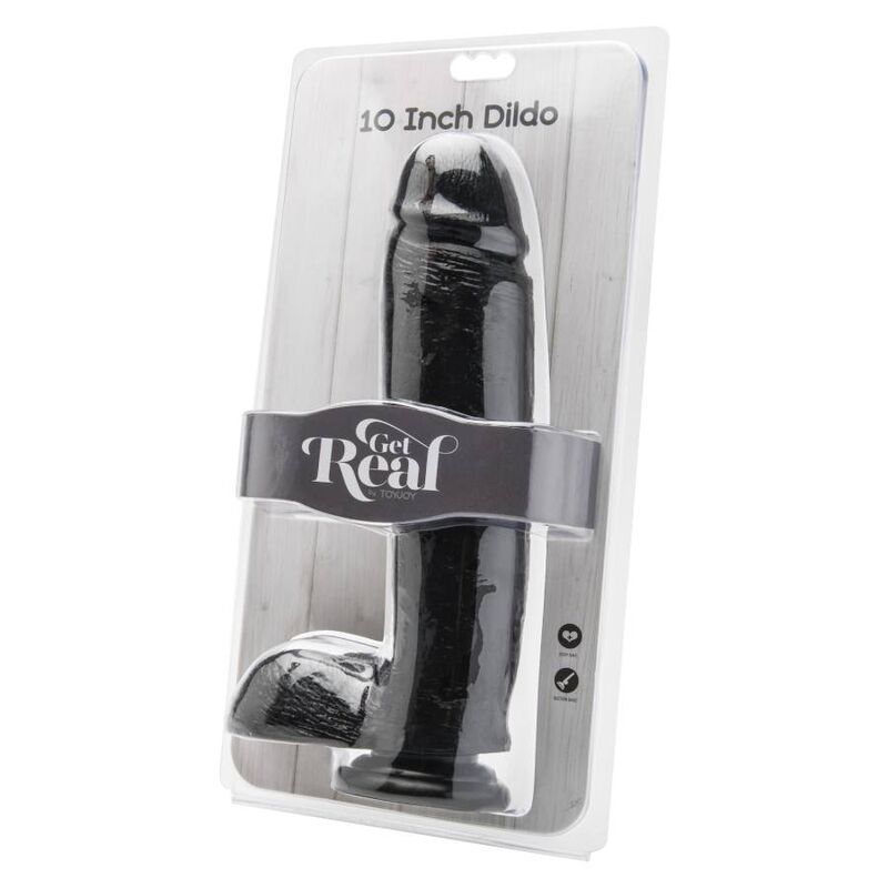 GET REAL - DILDO 25,5 CM WITH BALLS BLACK - Kink&Play