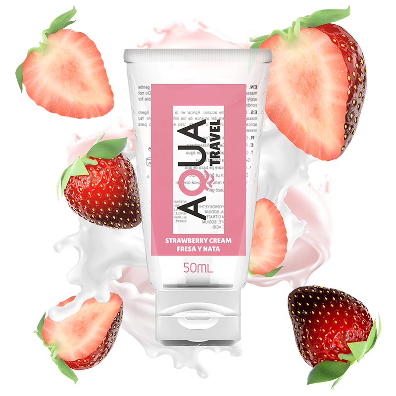 AQUA TRAVEL - VATTENBASERAT GLIDMEDEL MED JORDGUBBSGRÄDDSMAK - 50 ML