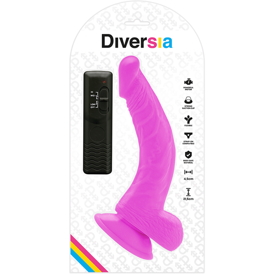 DIVERSIA - FLEXIBEL VIBRERANDE DILDO LILA 21,5 CM -O- 4,5 CM