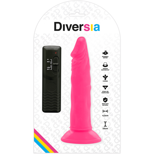 DIVERSIA - FLEXIBEL VIBRERANDE DILDO ROSA 23 CM -O- 4,3 CM