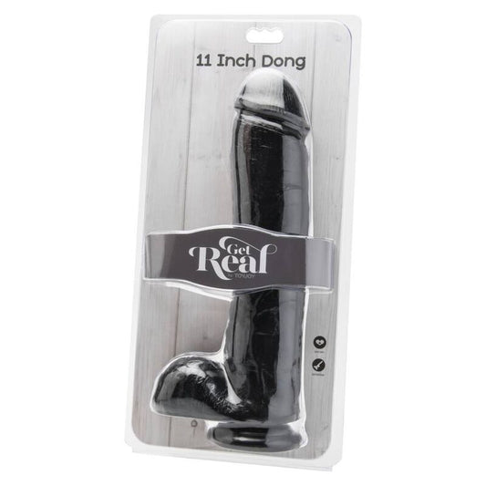 GET REAL - DILDO 28 CM MED PUNGAR SVART