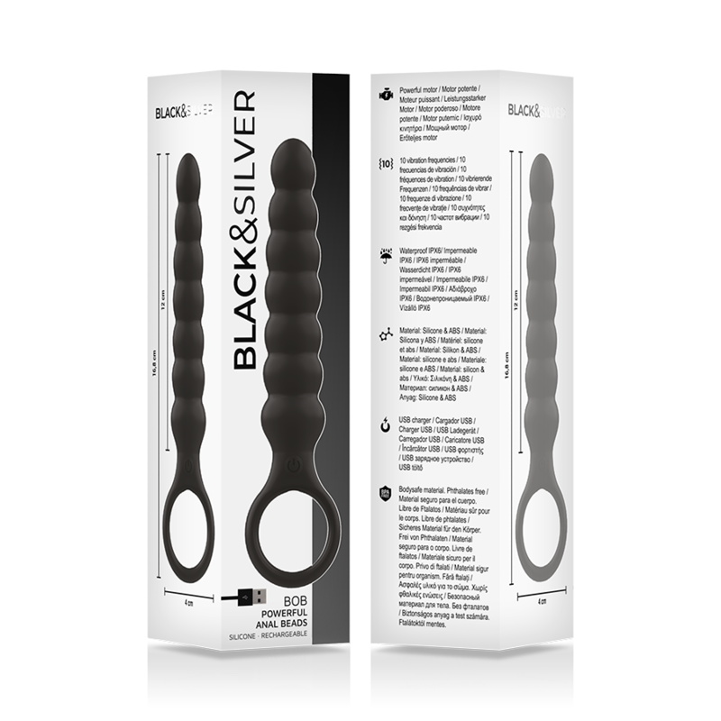 SVART&SILVER - BOB KRAFTFULL ANALDILATOR I SILIKON