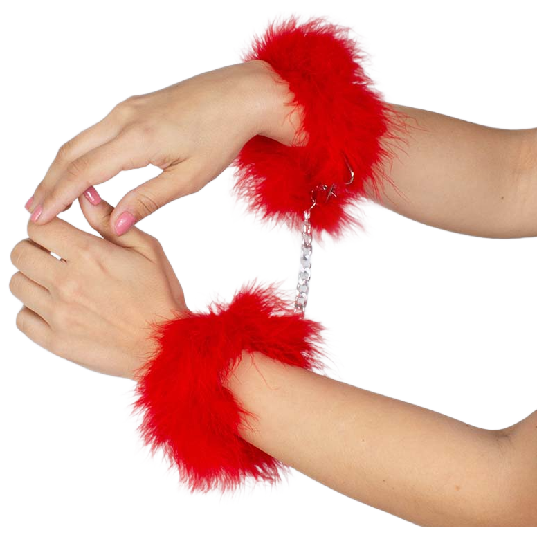 SECRETPLAY - RED MARABOU HANDCUFFS - Kink&Play