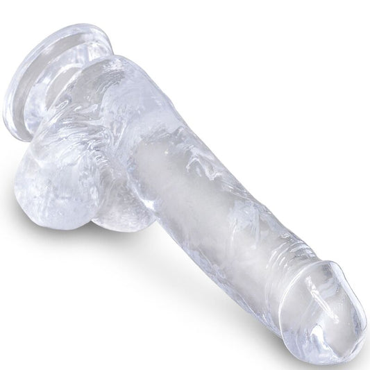 KING COCK - KLAR REALISTISK PENIS MED KUGLAR 13,5 CM TRANSPARENT
