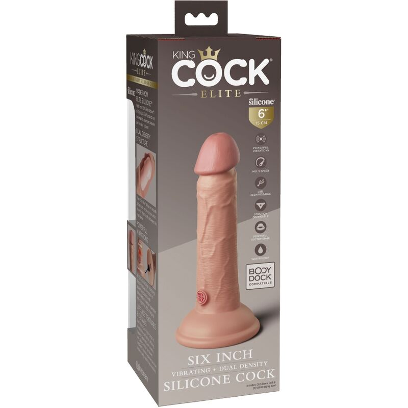 KING COCK - REALISTISK DILDO VIBRERANDE & SILIKON 15,2 CM