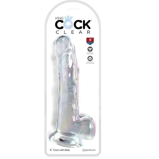 KING COCK - KLAR DILDO MED TESTIKLAR 20,3 CM TRANSPARENT