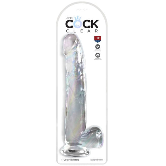 KING COCK - KLAR DILDO MED TESTIKLAR 24,8 CM TRANSPARENT