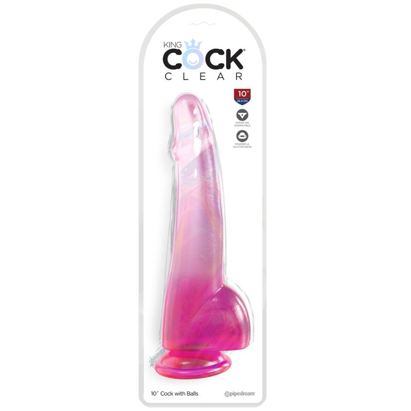 KING COCK - KLAR DILDO MED TESTIKLAR 19 CM ROSA