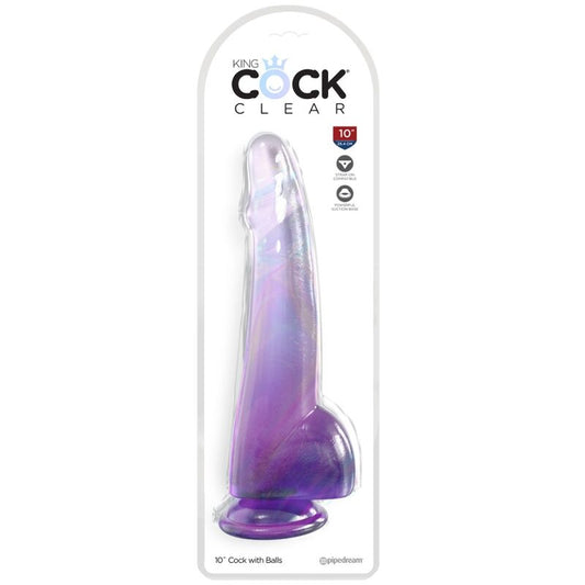 KING COCK - KLAR DILDO MED TESTIKLAR 19 CM LILA