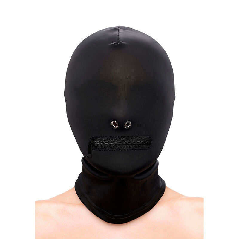 NS NOVELTIES - FETISCH MODE STÄNGD HUV MED DRAGKEDJA I NYLON SVART