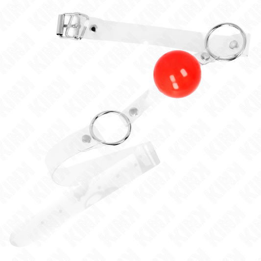KINK - RÖD TRANSPARENT PVC-BOLL 4 CM JUSTERBAR MUNSTYCK