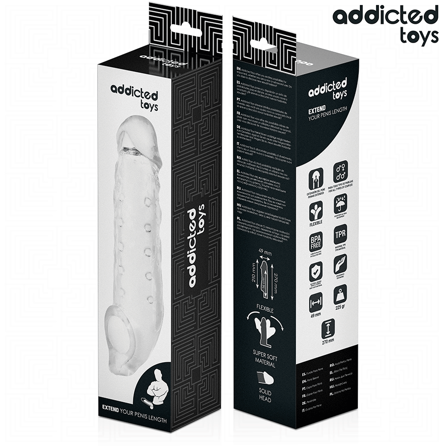 ADDICTED TOYS - TRANSPARENT PENISFÖRLÄNGARE STORLEK S 23 CM