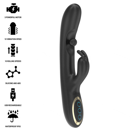 IBIZA – KRAFTFULL RABBIT-VIBRATOR MED MASSERANDE RULLANDE PÄRLA