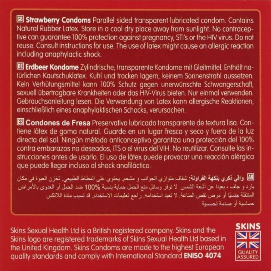 SKINS - STRAWBERRY PREMIUM KONDOMER FÖRPACKNING MED 4