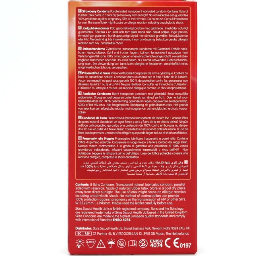 SKINS - STRAWBERRY PREMIUM KONDOMER PACK 8