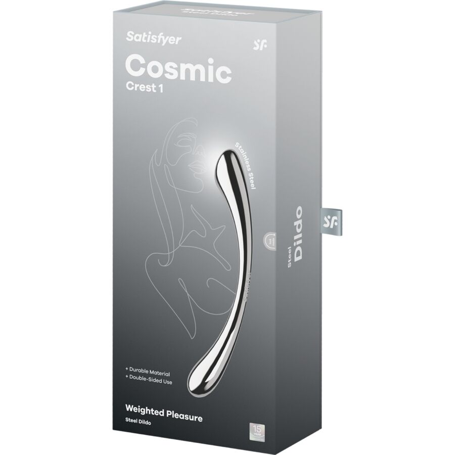 SATISFYER - COSMIC CREST 1 DILDO MED DUBBLA ÄNDAR I ROSTFRITT STÅL