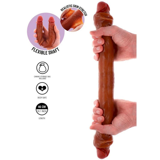 GET REAL - DUBBELÄNDAD SILIKONDILDO KARAMELL 46 CM