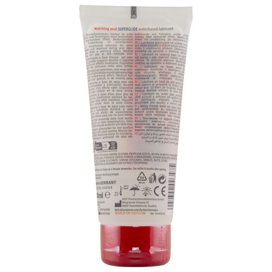 HET - ANAL SUPERGLIDE VÄRMANDE FLYTANDE LUST VATTENBASERAT GLIDMEDEL 100 ML
