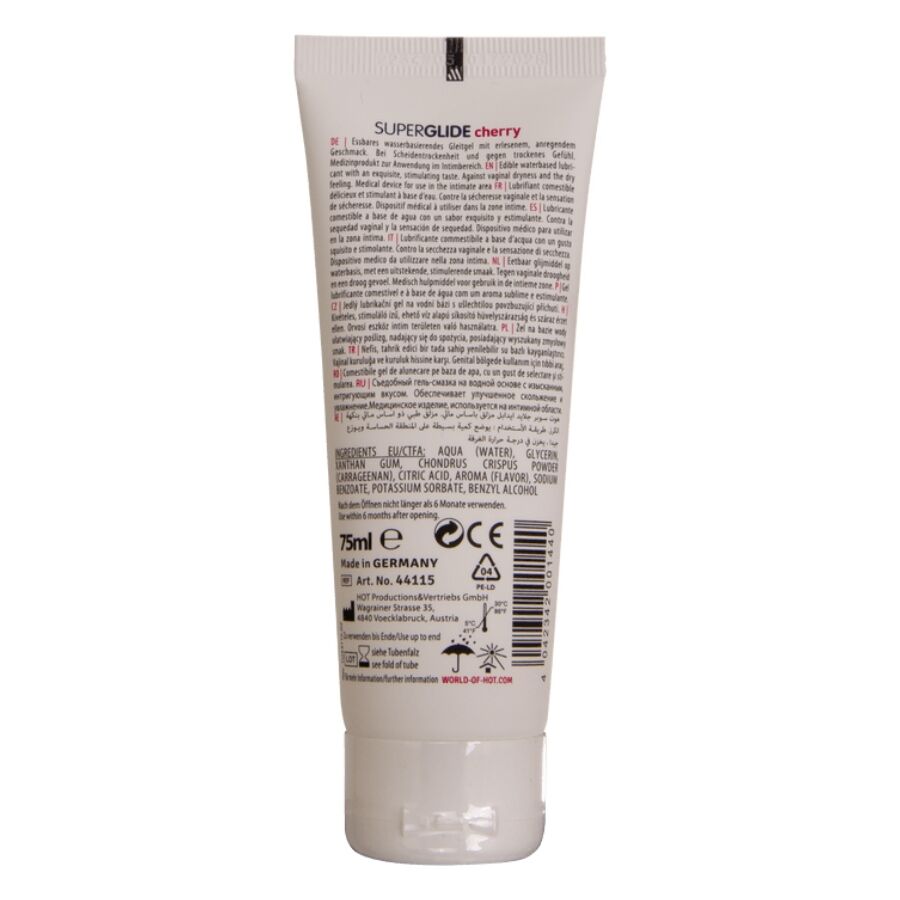 HET - SUPERGLIDE ÄTBAR LUBRIKANT VATTENBASERAD KÖRSBÄR 75 ML