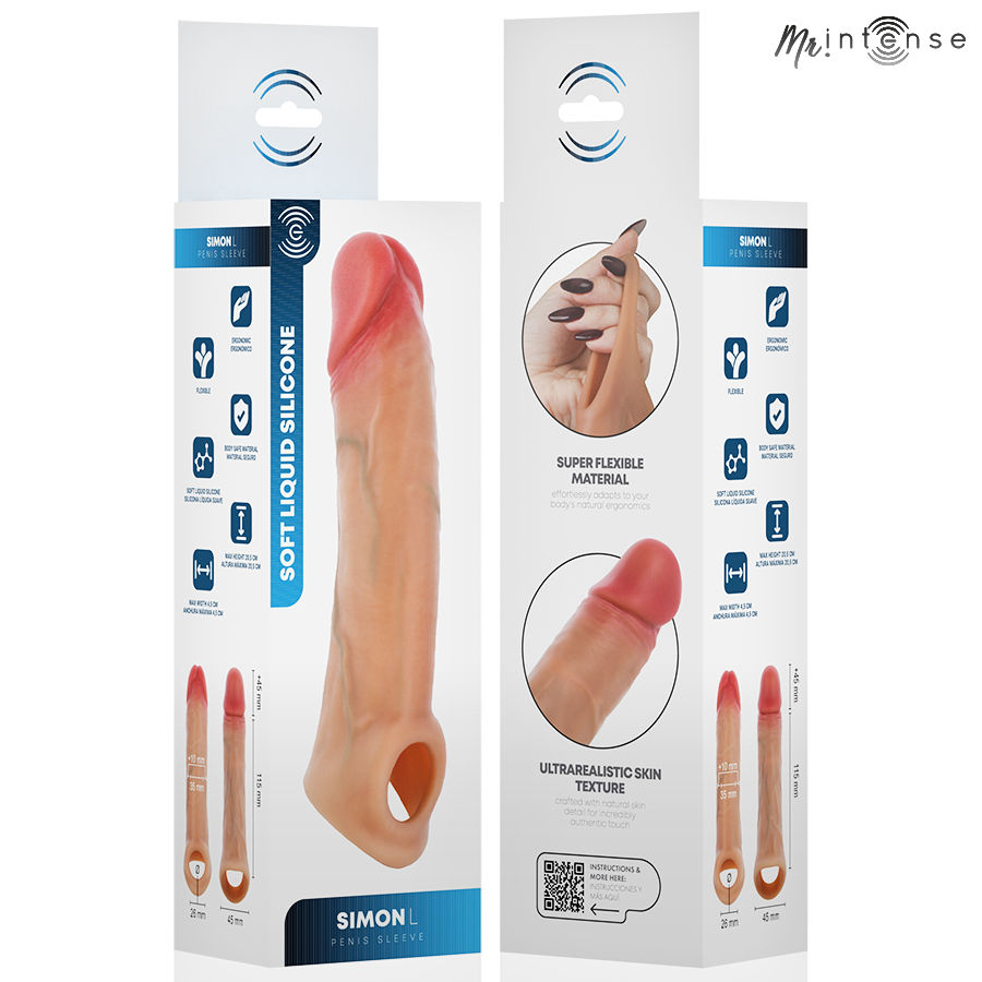 MR INTENSE - SIMON KONDOM MED PENISTILLÄGG SILIKON 16 CM -Ø- 4,5 CM