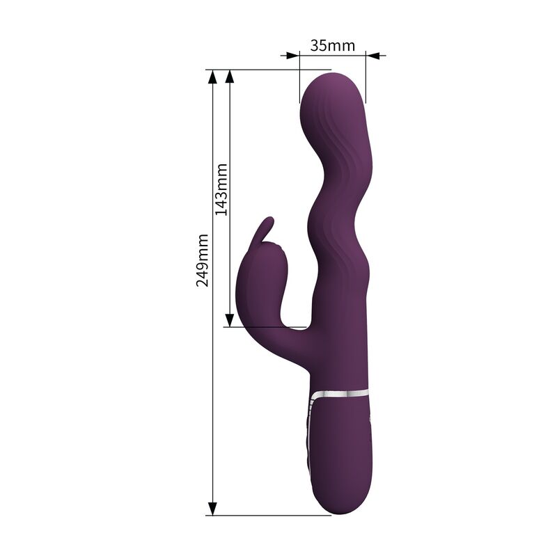 PRETTY LOVE - LOURSEN KANINVIBRATOR MED STÖTANDE RÖRELSE OCH 7 VIBRATIONSLÄGEN USB-UPPLADDNINGSBAR LILA