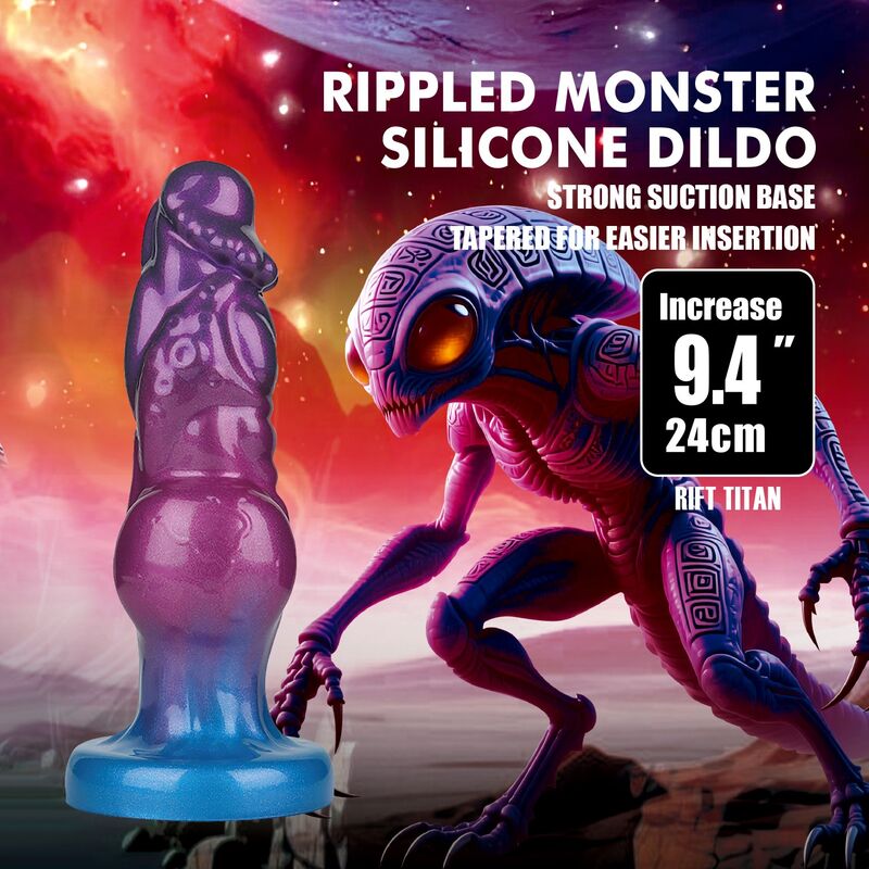 POWER MONSTERS - RIFT TITAN TVÅFÄRGAD UPPSLÄBAR FANTASY-DILD I SILIKON 24 CM Ø 5 CM