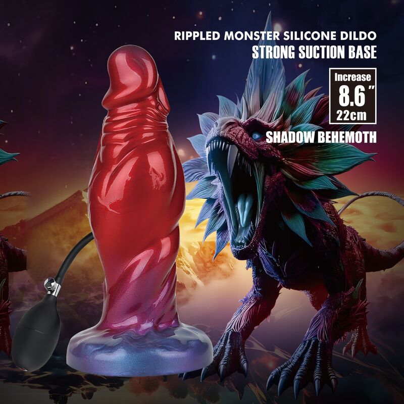 POWER MONSTERS - SHADOW BEHEMOTH TVÅFÄRGAD UPPSPUBAR FANTASY SILIKONDILD 22 CM Ø 5 CM