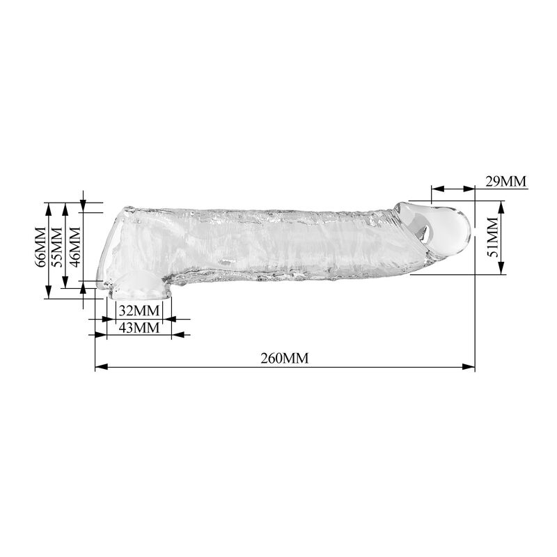 PRETTY LOVE - JUSTERBAR PENISFÖRLÄNGARE 26 CM Ø 4 CM TRANSPARENT