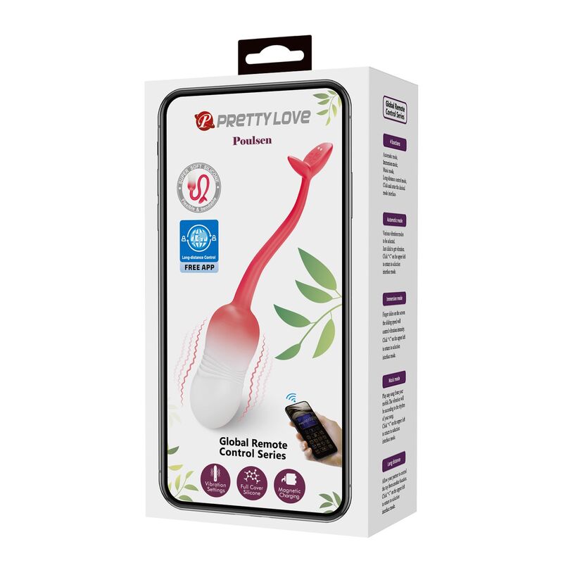 PRETTY LOVE - PULSEN APP-STYRT VIBRERANDE ÄGG 12 FUNKTIONER USB-UPPLADDNINGSBART ROSA