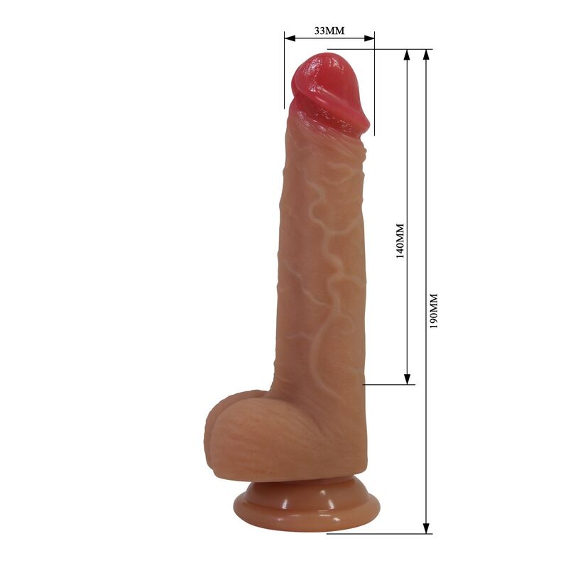 PRETTY LOVE - JOVITA REALISTISK SILIKONDILDO MED SUGPROPP 19 CM Ø 4,5 CM