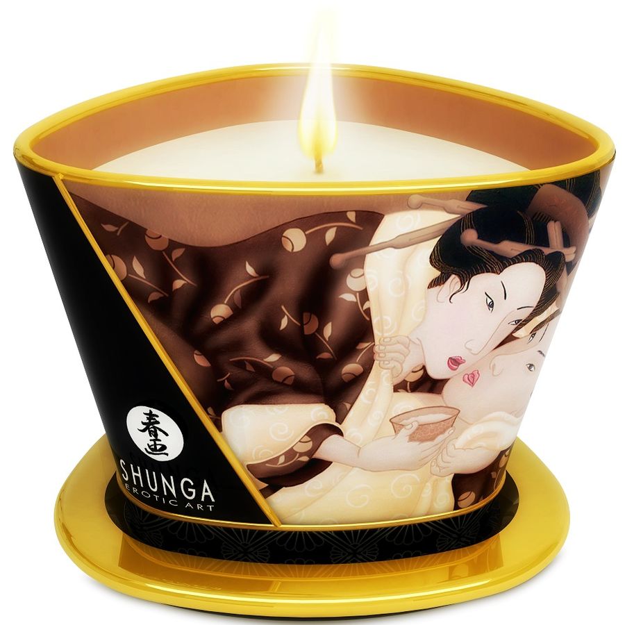 SHUNGA - MINI CARESS BY CANDELIGHT CHOCOLATE MASSAGE CANDLE 170 ML - Kink&Play