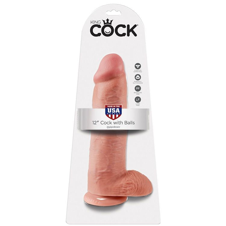 KING COCK - DILDO KÖTT MED KULOR 30,48 CM
