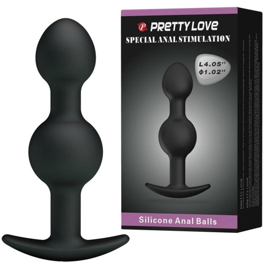 PRETTY LOVE - SPECIELL STIMULERING AV SILIKON ANALBOLLAR 10,3 CM SVART