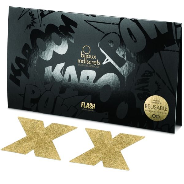 BIJOUX - INDISCRETS FLASH CROSS GOLD NIPPLE COVERS - Kink&Play