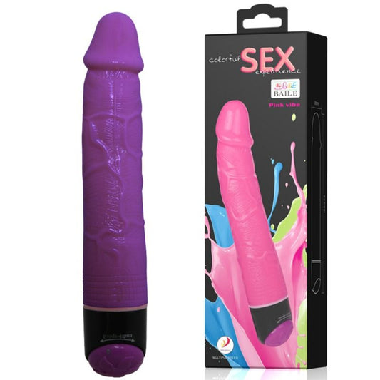 BAILE - FÄRGGLAD SEX LILA REALISTISK VIBRATOR 23 CM