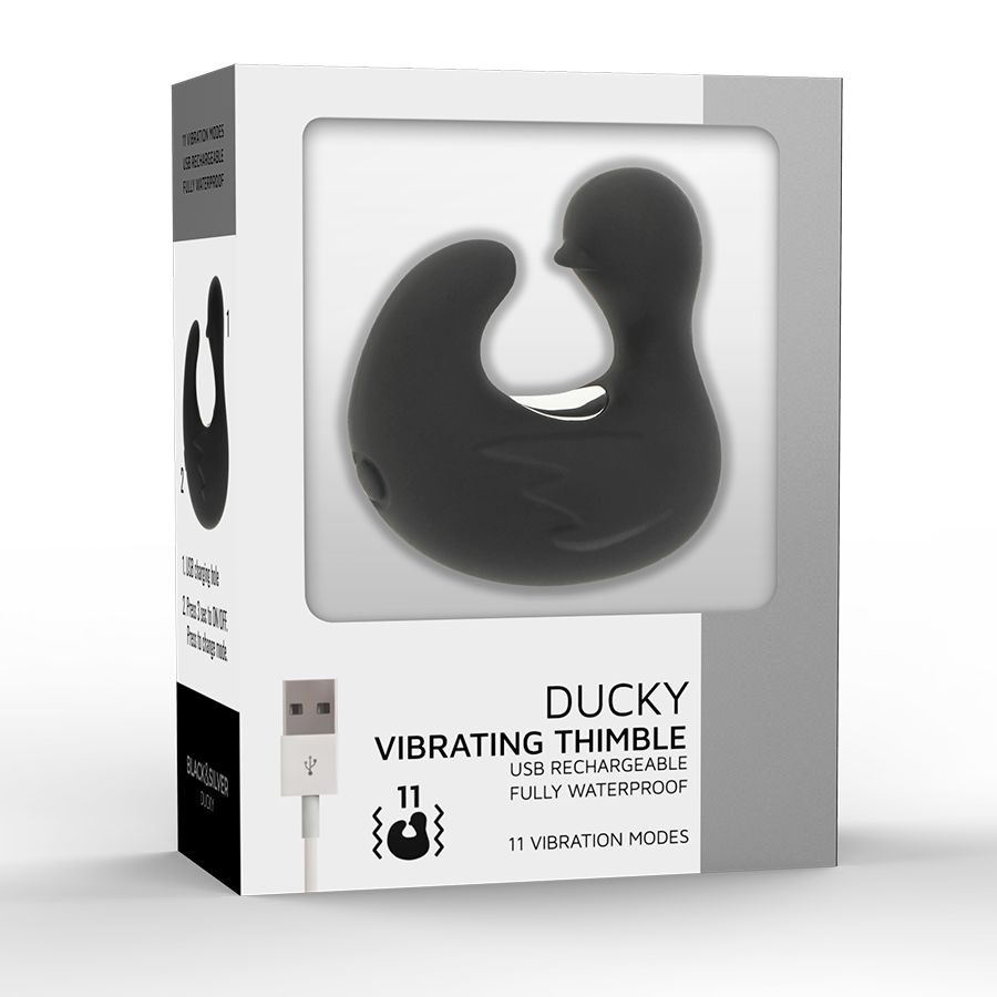 BLACK&SILVER - DUCKYMANIA UPPLADDNINGSBAR SILIKON STIMULERANDE ANK-FINGERTUTA