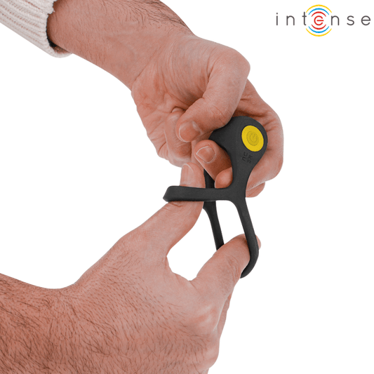 INTENSE - ALEX VIBRATOR DOUBLE PENIS RING 10 VIBRATIONS BLACK - Kink&Play