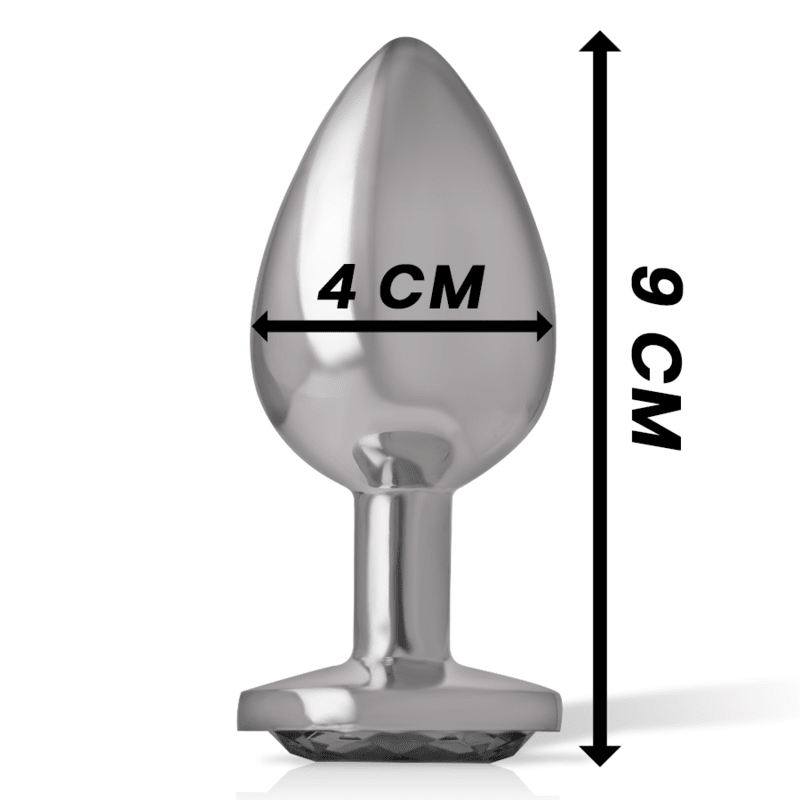 INTENSE - ALUMINUM METAL ANAL PLUG WITH BLACK GLASS SIZE L - Kink&Play