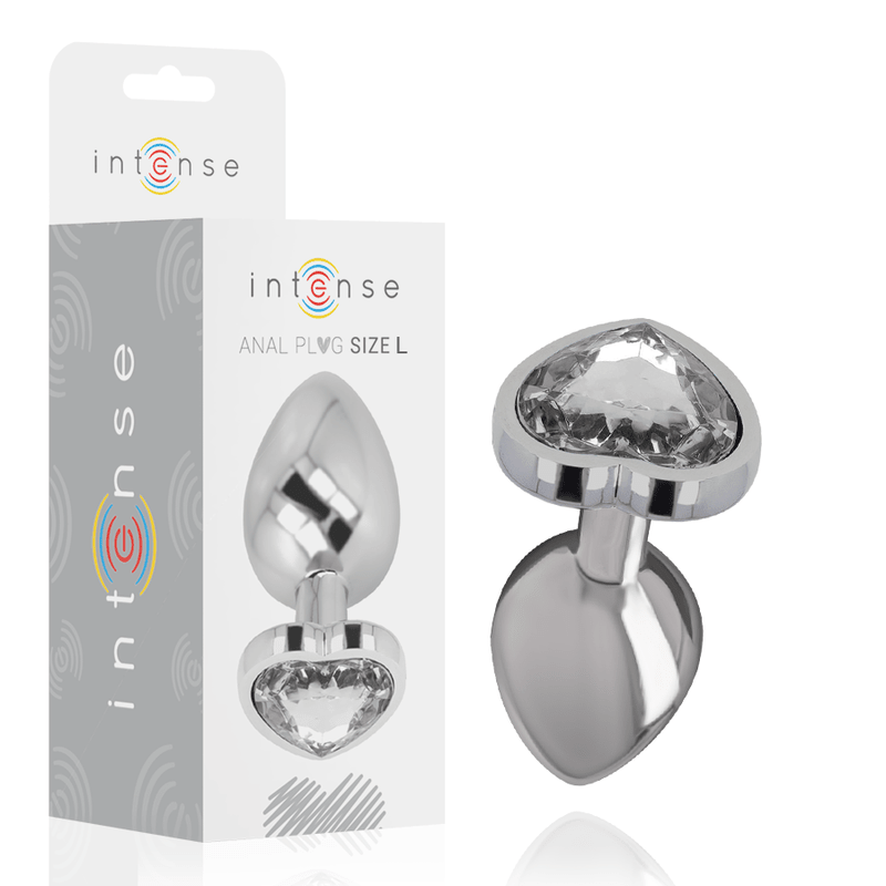 INTENSE - ANAL PLUG METAL ALUMINUM WHITE HEART SIZE L - Kink&Play