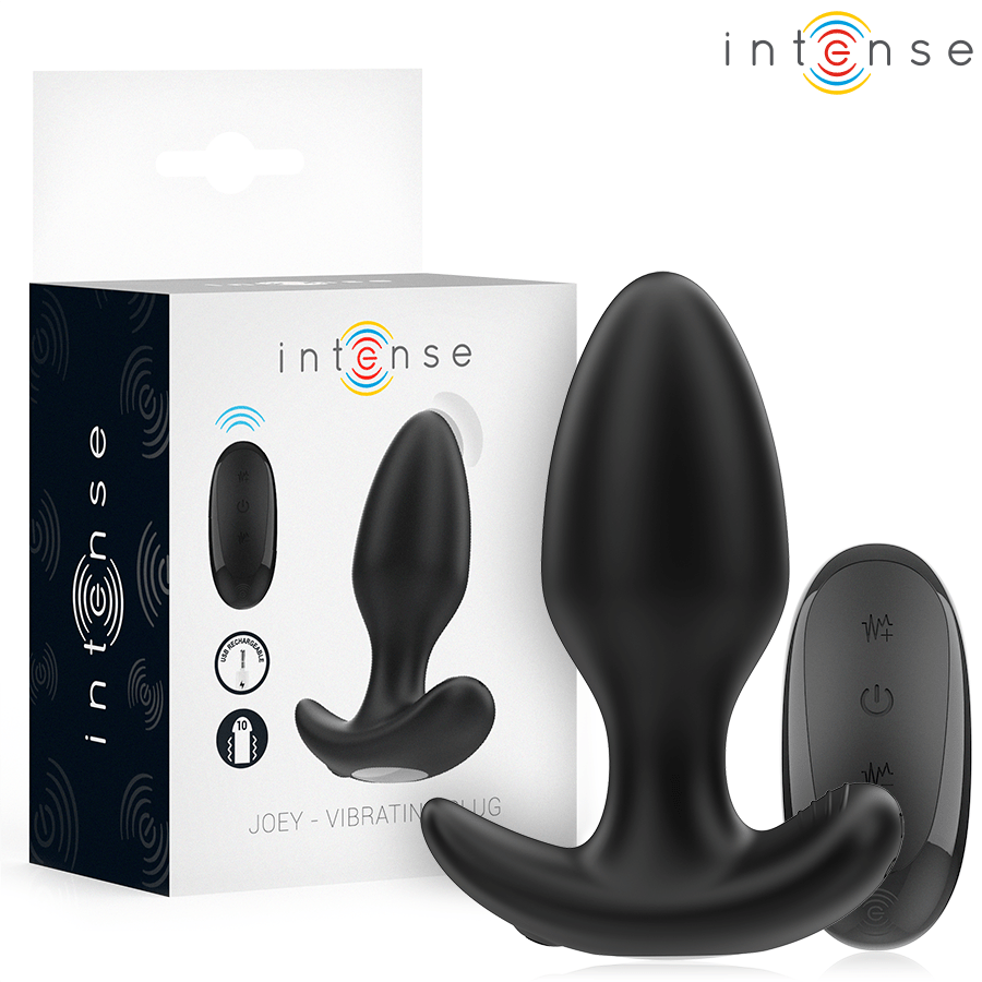 INTENSE - JOEY ANAL PLUG 10 VIBRATIONS BLACK REMOTE CONTROL - Kink&Play