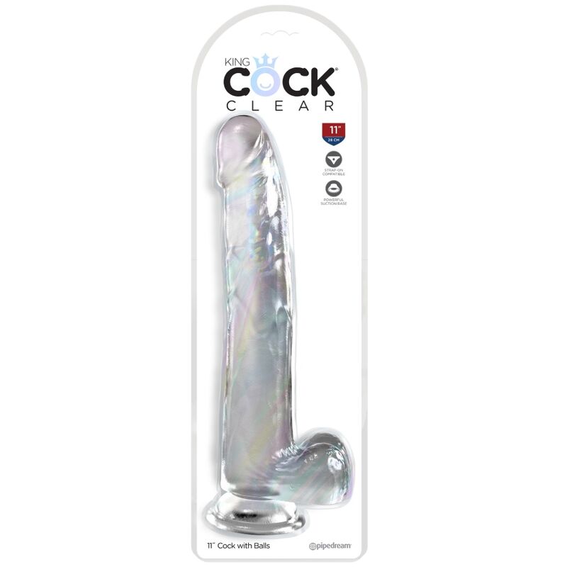 KING COCK - CLEAR DILDO WITH TESTICLES 24.8 CM TRANSPARENT - Kink&Play