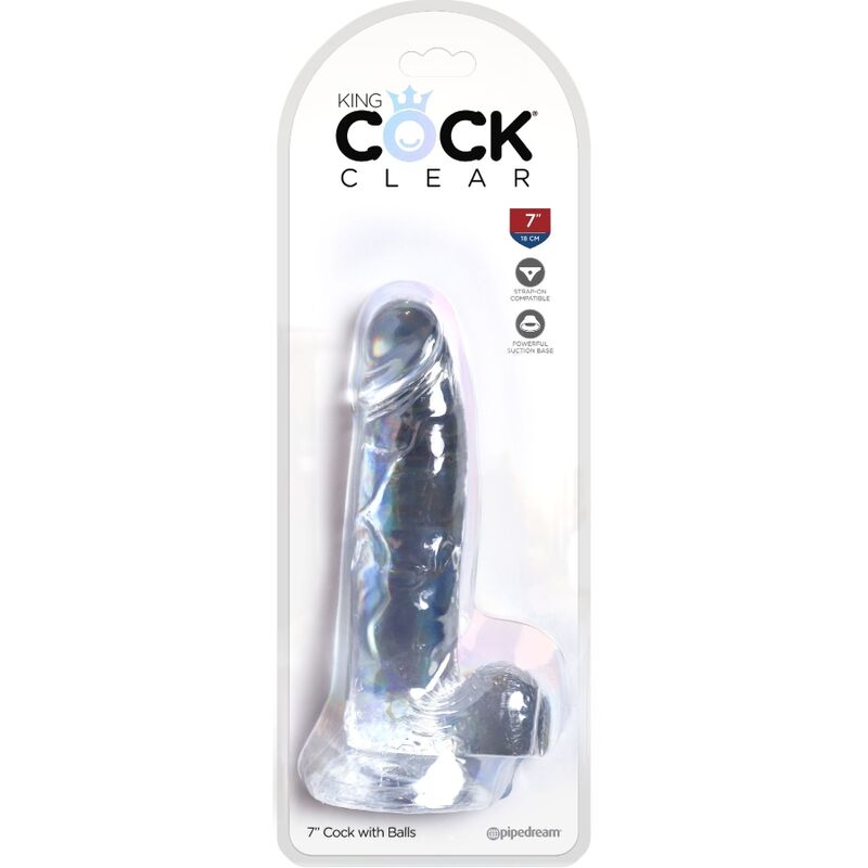 KING COCK - CLEAR REALISTIC PENIS WITH BALLS 15.2 CM TRANSPARENT - Kink&Play