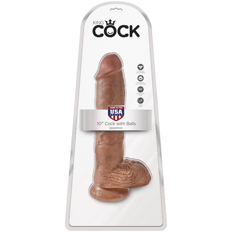 KING COCK - REALISTIC PENIS WITH BALLS 19.8 CM CARAMEL - Kink&Play