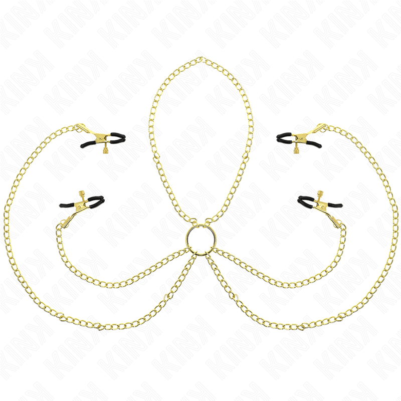 KINK - 4 NIPPLE AND CLIT CLAMPS ADJUSTABLE GOLD - Kink&Play