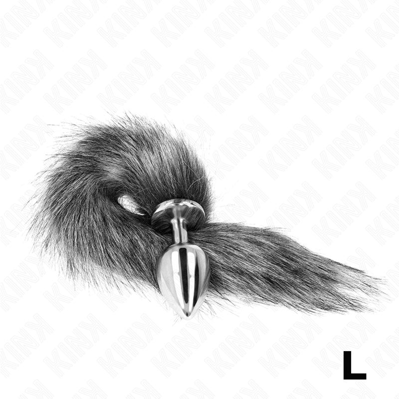 KINK - ANAL PLUG SIZE L 10 X 4 CM WITH SYNTHETIC TAIL 40 CM GREY - Kink&Play